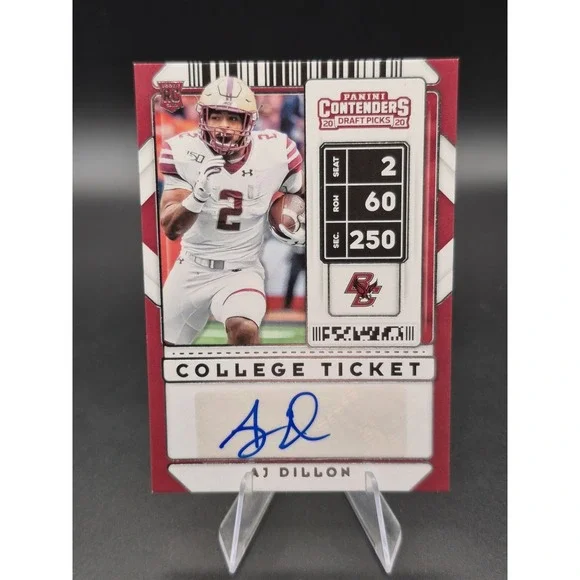 2020 Panini Contenders Draft Picks AJ Dillon #148 College Ticket Autographs (RC)