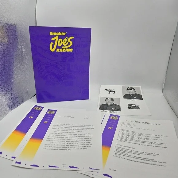 Vintage Smokin Joe's Racing Jimmy Spencer Press Kit 1994 Nascar
