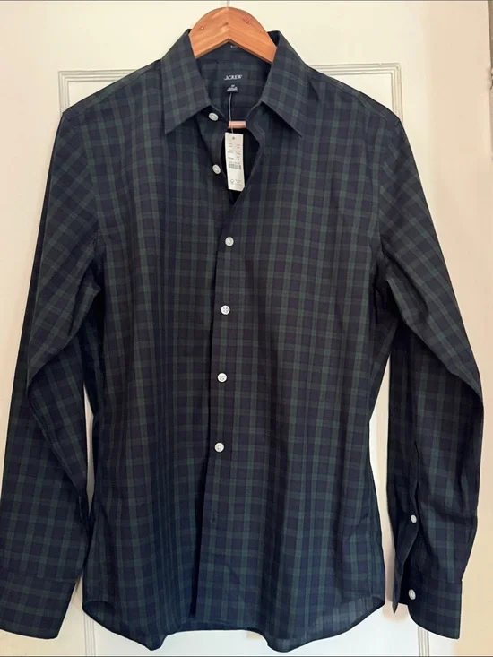 J. Crew Men's Plaid Slim Bowery Oxford Shirt in Medium