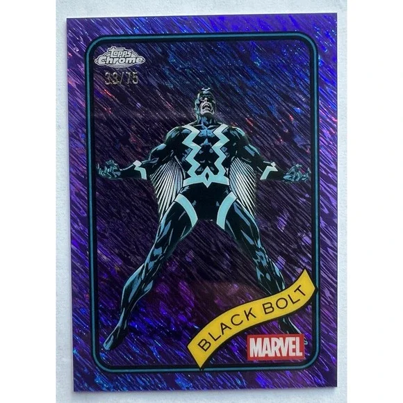 2025 Topps Chrome Marvel Black Bolt Purple Cosmic Refractor #116‎ /75