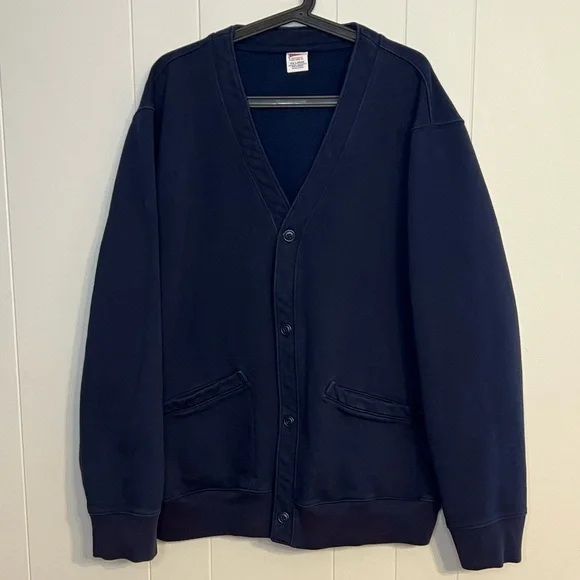 J.Crew Heritage 14 oz.‎ fleece cardigan sweater in Navy Blue Size XXL