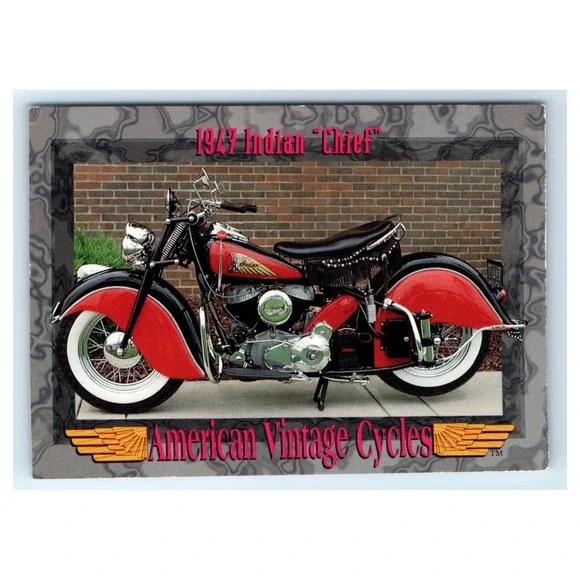 American Vintage Cycles 1947 Indian Chief Card OS Red Black Series II 147‎