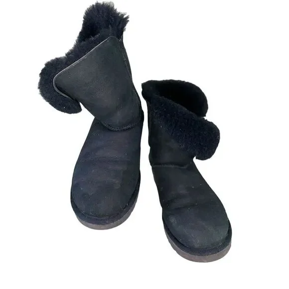 UGG Keely Sheepskin Short Boots Shearling Lined Women 8‎ Black 1012362