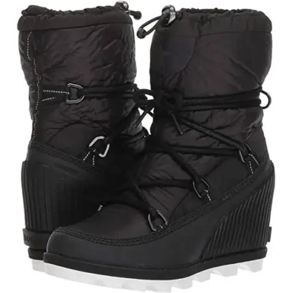 Sorel Women's Kinetic Wedge Winter Snow Boots in Black Size 8