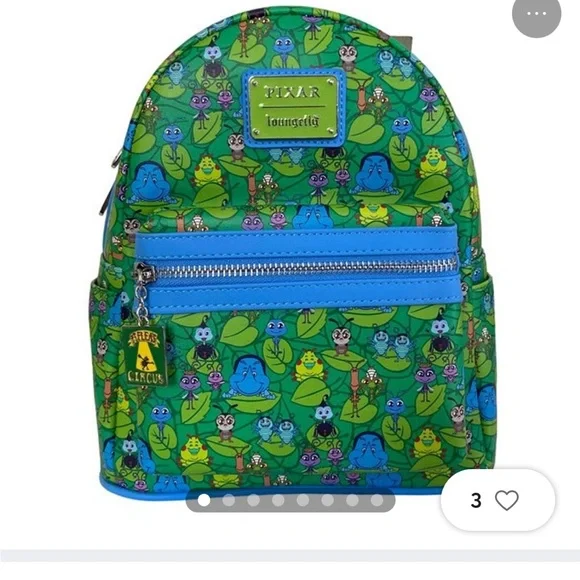Loungefly Disney Pixar a bugs life green mini backpack kids + adults 8+ NWT