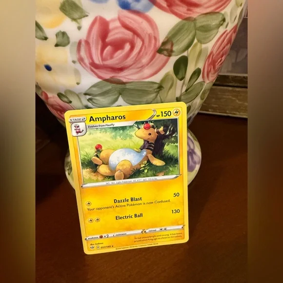Pokemon Ampharos Trading Card - Yellow and Red
