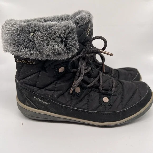 Columbia Heavenly Shorty Omni Heat Grip Womens 7 Fur Waterproof Snow Boots Shoes