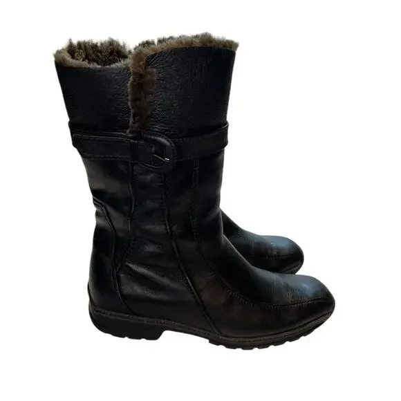 Blondo Canada Women's Black Leather Waterproof Mid Calf Winter Boots 9M