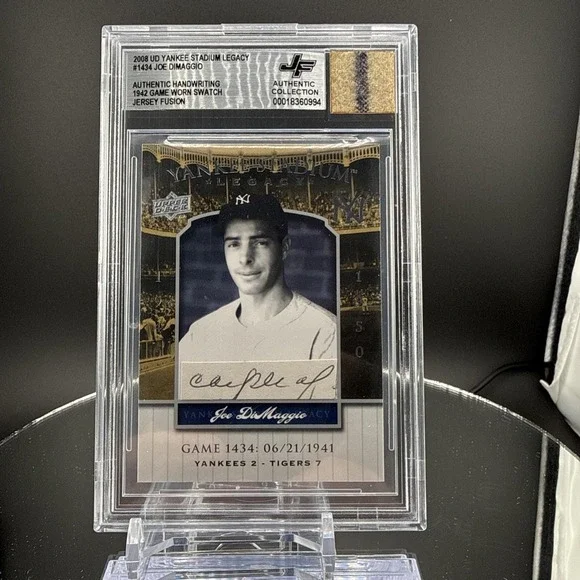 1942 Game Worn Patch - 2008 Upper Deck -Joe DiMaggio  BGS - Written Word