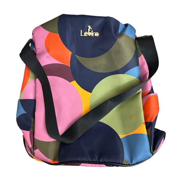 Leviro Womens Convertible Anti Theft Backpack PurseColorful Geometric Print NWOT