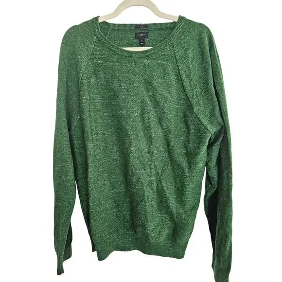 J. Crew Mens Knit Crew Neck Pullover Sweater L Slim Fit Preppy Old Money Stretch