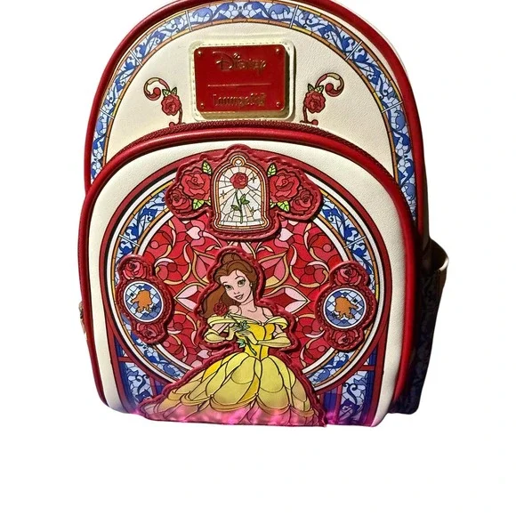 Loungefly Disney Beauty and the Beast Belle Stained Glass Mini Backpack NWT