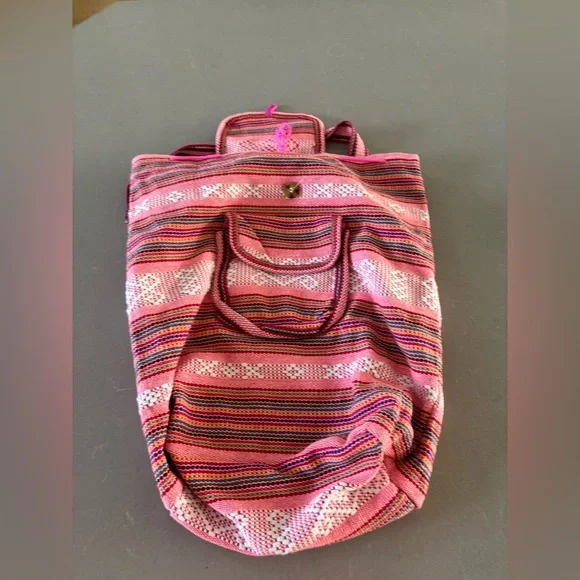 Pink Striped Women's Bag