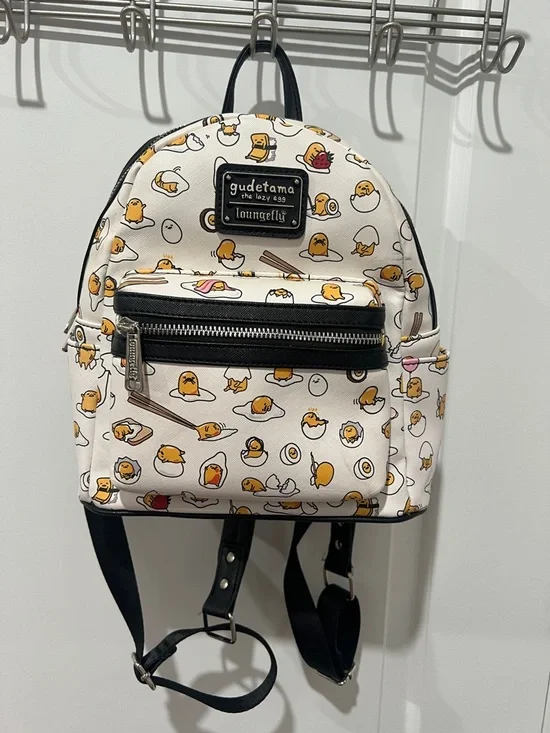 Loungefly White & Yellow Gudetama The Lazy Egg Mini Backpack