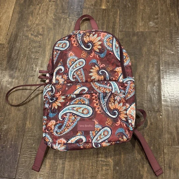 Vera Bradley Backpack ~Paisley‎ Jamboree~ Packable Large Campus Lightweight~ EUC
