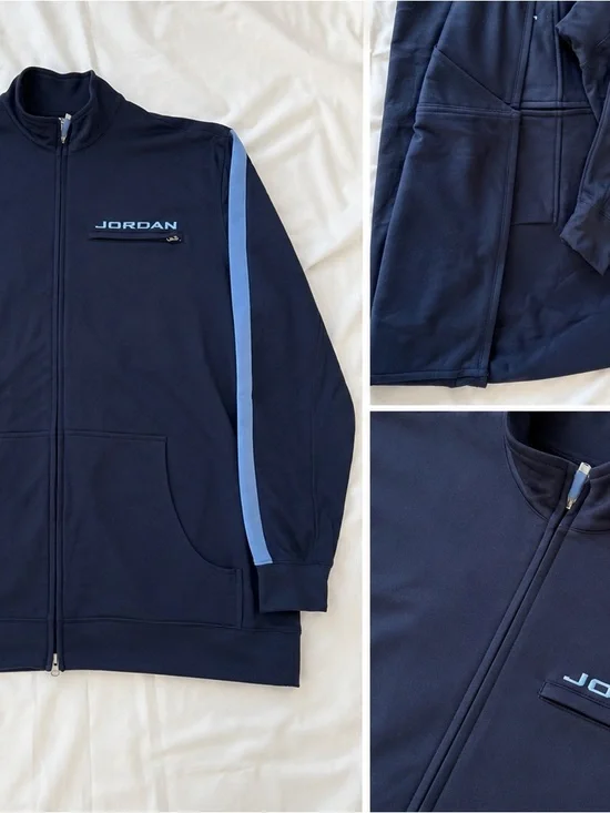 Jordan Navy Track Jacket with Light Blue Sleeve Stripe