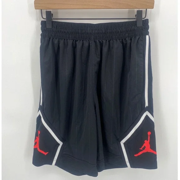 Jordan Basketball Shorts Medium Black Excellent Jumpman Diamond Loose Fit Mens