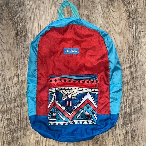 Chubbies Red and Blue Backpack with‎ Eagle Design