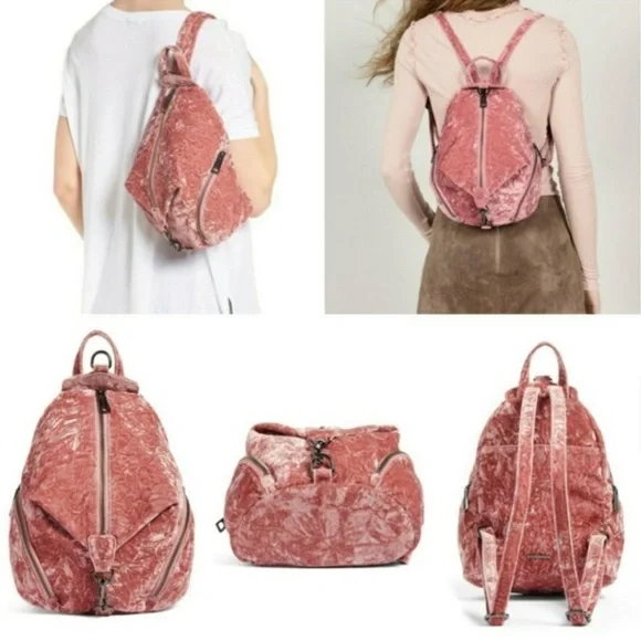 Pink backpack velour backpack velvet backpack Rebecca minkoff Julian