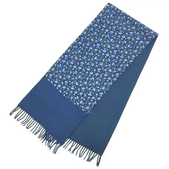 HERMES Authentic Blue Silk Scarf