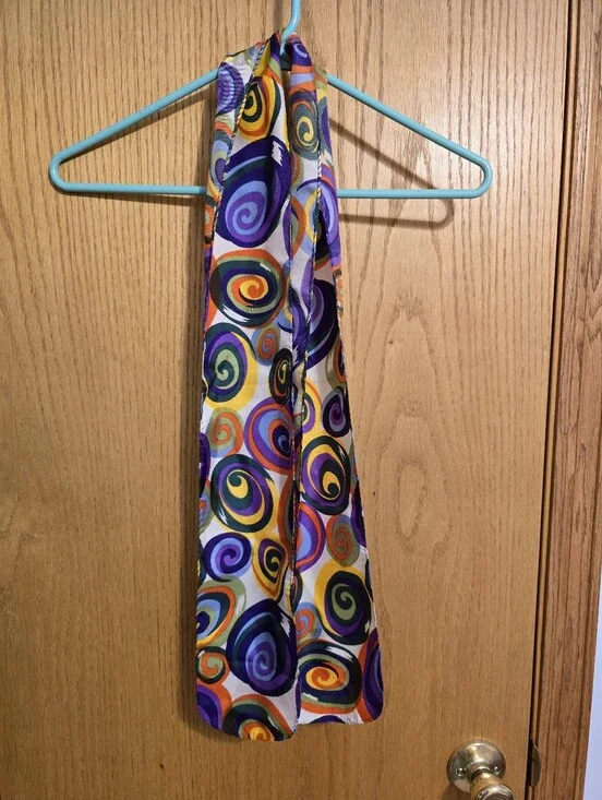 Colorful Spiral Print Silk Scarf