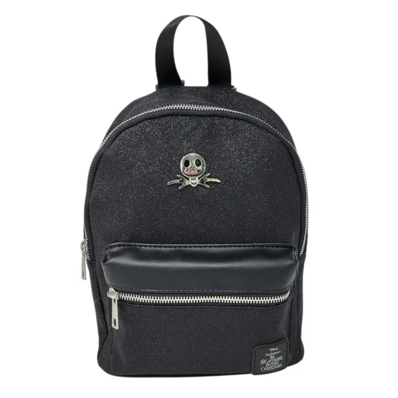 Bioworld Disney Jack‎ Skellington Mini Backpack Glitter Black Nightmare New