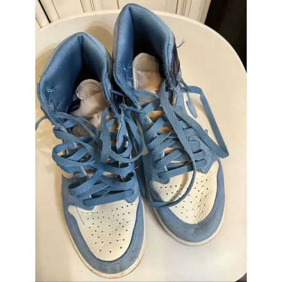 Jordan Men's Air Jordan 1 Retro High OG First In Flight Sneakers Blue White Sz 8