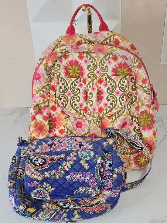 Vera Bradley Rehab Bundle Backpack & Crossbody Purse Set | Quilted Floral Bags
