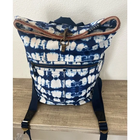 STATE canvas leather tie dye backpack