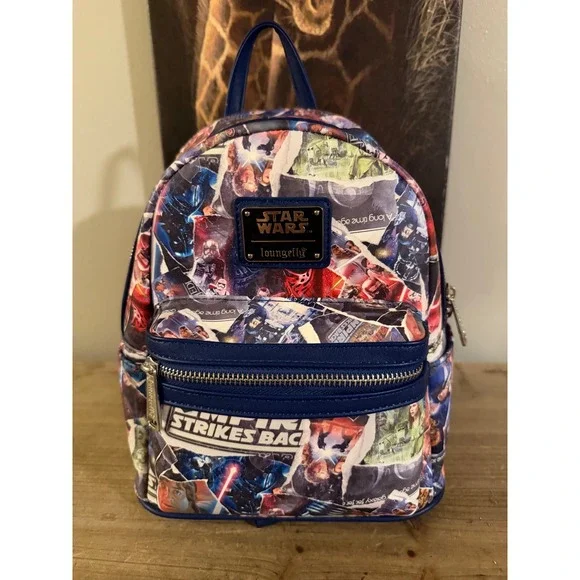 Loungefly Star Wars Original Trilogy Movie Poster Collage Mini Backpack Blue