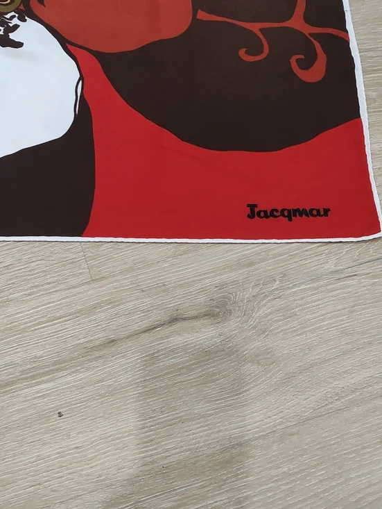 Red & Brown Graphic Silk Scarf