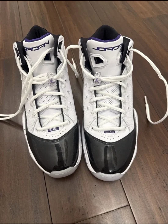 Nike Jordan 23 Retro Basketball Shoes - White, Black & Purple Size 10