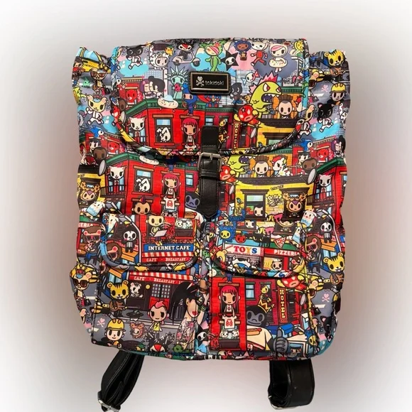 Tokidoki City Scene Backpack Multicolor Nylon Kawaii Bag Broken Zipper Read