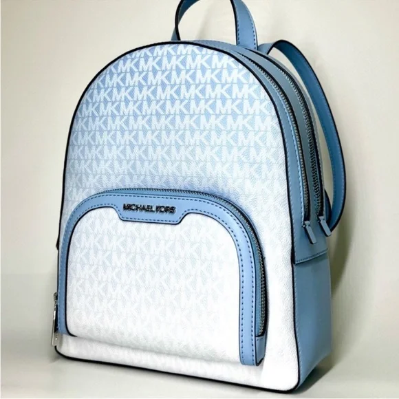 Michael Kors Jaycee Medium Ombré Signature Logo Backpack Light Sky Blue
