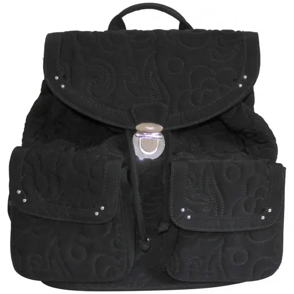 VERA BRADLEY Elegant Black Quilted Backpack PERFECT