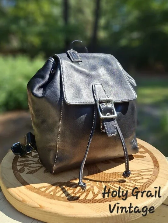 Vintage 2004 Coach Black Leather Legacy Backpack Daypack #9569