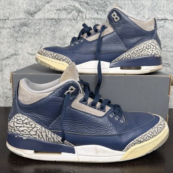 Jordan 3 Retro Mens 10.5 Georgetown Hoyas (2021) CT8532-401 Midnight Navy White