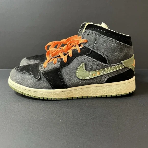 New Nike Air Jordan 1 MID SE Craft  Anthracite Olive FD5847-003 Youth Size 5.5Y