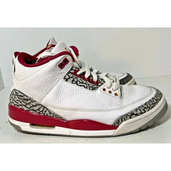Air Jordan Shoes Mens 8.5 Mid Cardinal Red 3 Nike Basketball Sneakers CT8532-126