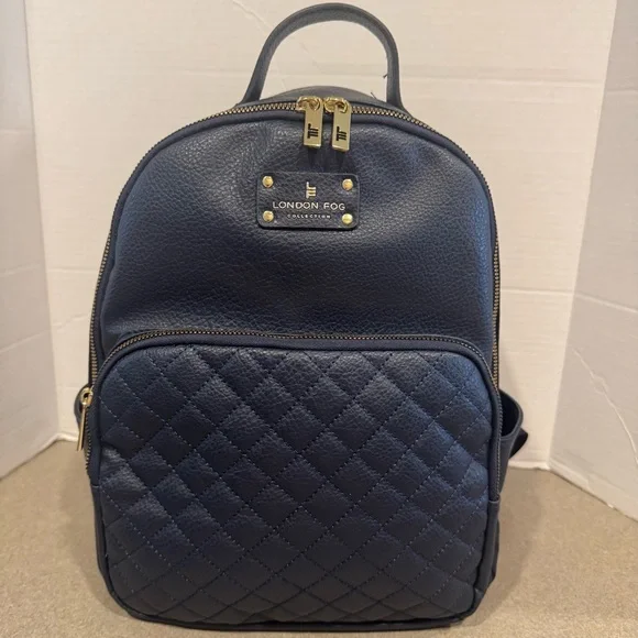London Fog  Edie Quilted Backpack with Gold Hardware