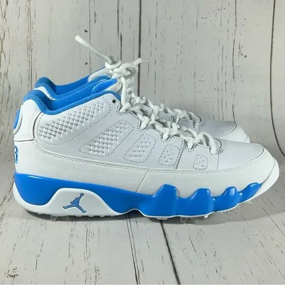 Nike Air Jordan 9 UNC White University Blue Golf Shoes Clears Men’s 8 FJ5934-101