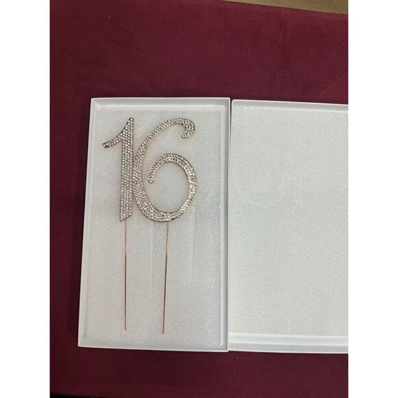 cake topper sweet 16 Gold Color With Shining Bedazzled numbers 9 1/2”