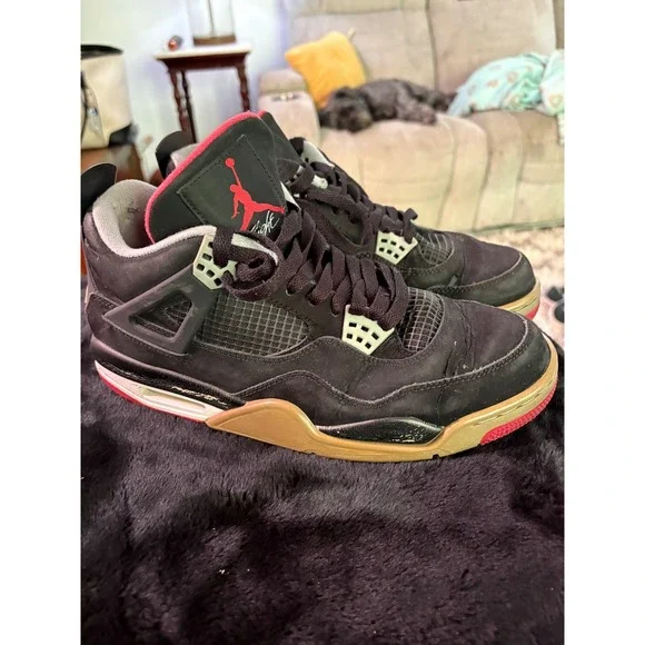Jordan 4 Retro Bred 2012 Black Red Grey Sneakers 308497-089 Mens 9.5