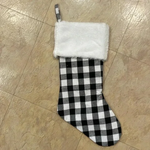 - Christmas Stocking, Black Buffalo Plaid, New