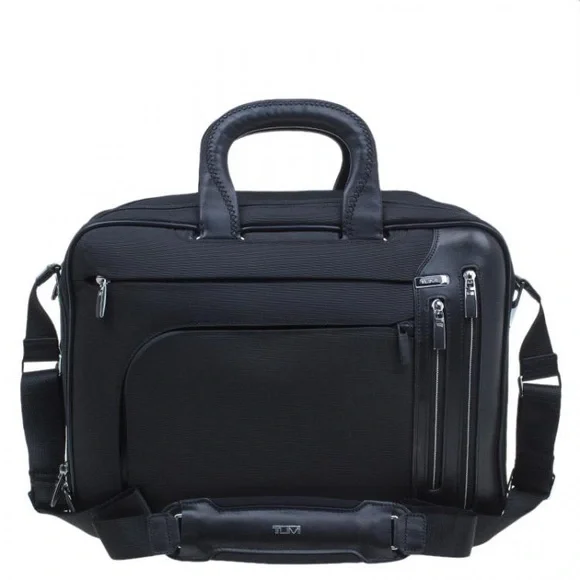 NWOT TUMI Black Canvas T-Pass Kennedy Deluxe Brief Laptop Bag