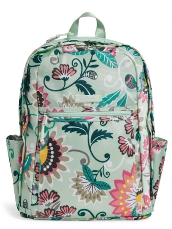 Vera Bradley Mint Flowers Floral Lighten Up Grand Backpack Teal Pink $115