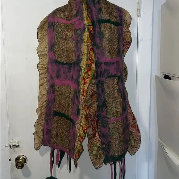 NUNO Felted and Silk Multicolor Abstract Scarf