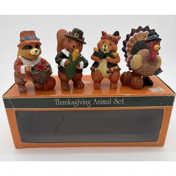 Thanksgiving Animal Set, 4  Kirklands Multicolor Figurines In‎ Box