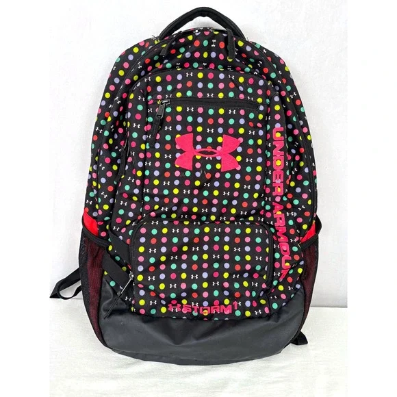 Under Armour Storm 1 Backpack Black Neon Polka Dot Laptop Bag Athletic School