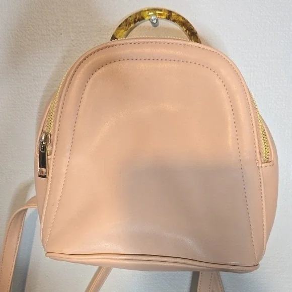A New Day Tan Mini Backpack Acrylic Top Handle Tan Neutral‎ Casual